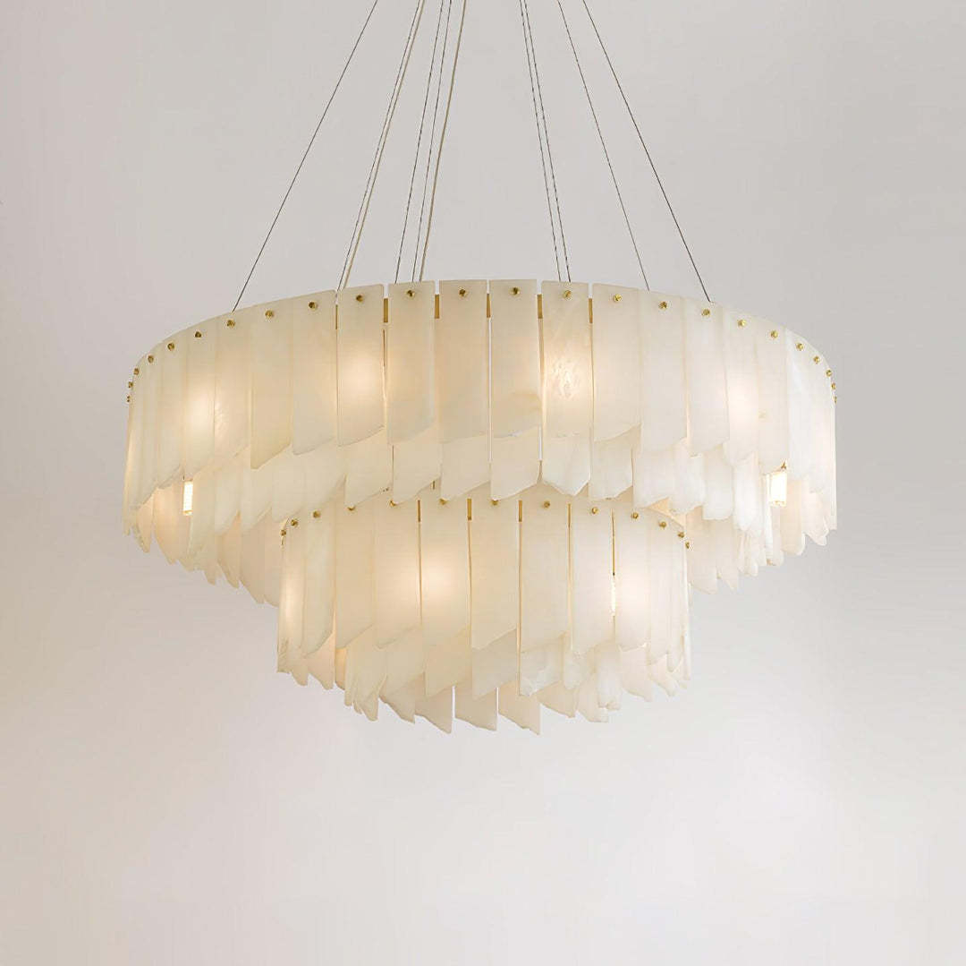 Jade Alabaster Cascade Tiered Chandelier Living Room Dining Room