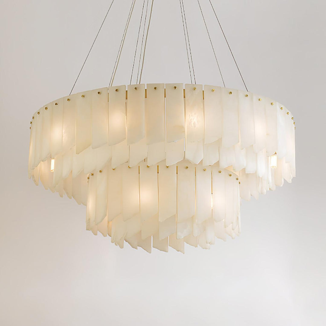 Jade Alabaster Cascade Tiered Chandelier Living Room Dining Room