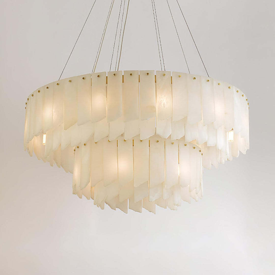 Jade Alabaster Cascade Tiered Chandelier Living Room Dining Room