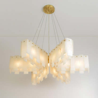 Jade Alabaster Cascade Tiered Chandelier Living Room Dining Room