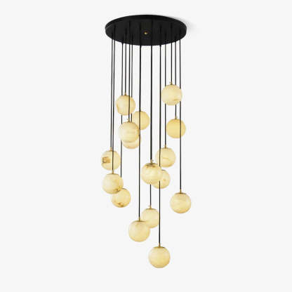 Jade Modern Alabaster Brass Ball Cluster Chandelier Living Room Bedroom