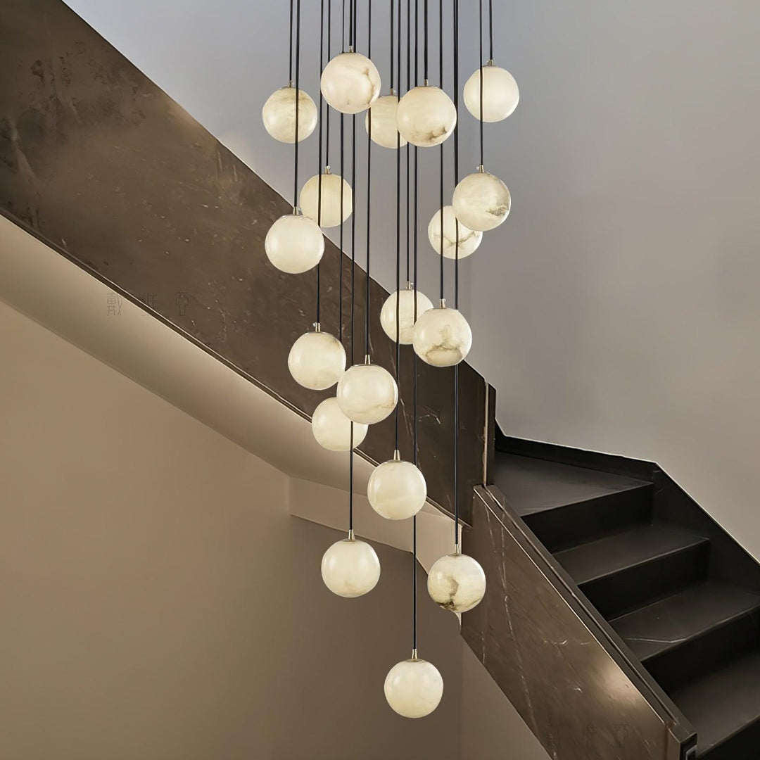 Jade Modern Alabaster Brass Ball Cluster Chandelier Living Room Bedroom