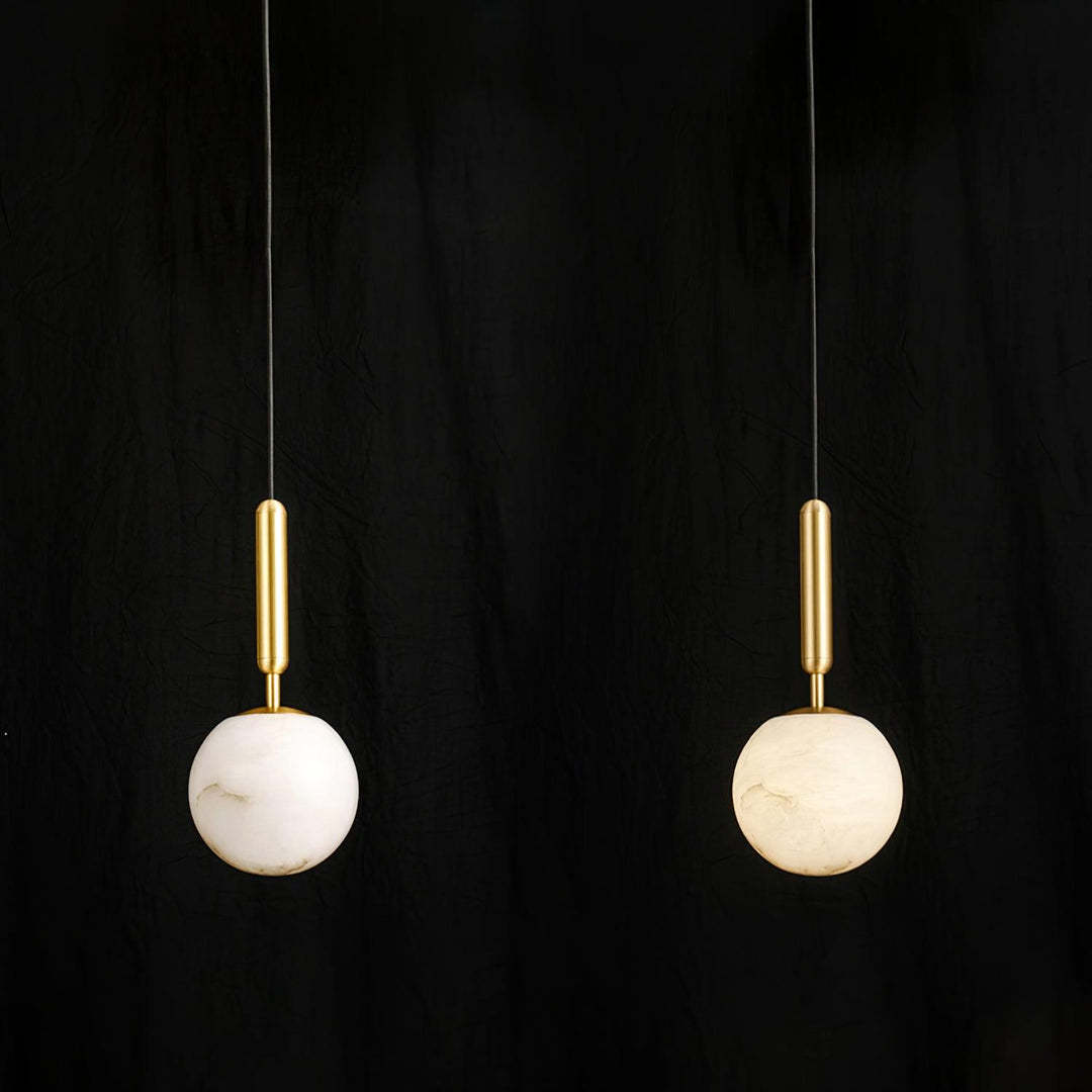 Jade Sphere Design Modern Decor Alabaster Metal Pendant Light Bedroom