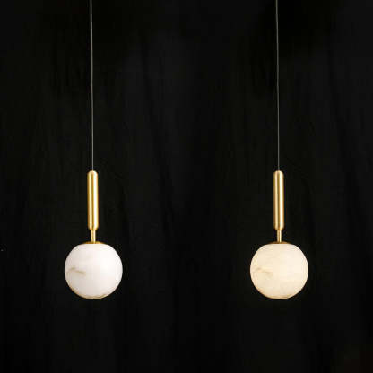 Jade Sphere Design Modern Decor Alabaster Metal Pendant Light Bedroom