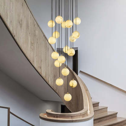 Jade Modern Alabaster Brass Ball Cluster Chandelier Living Room Bedroom
