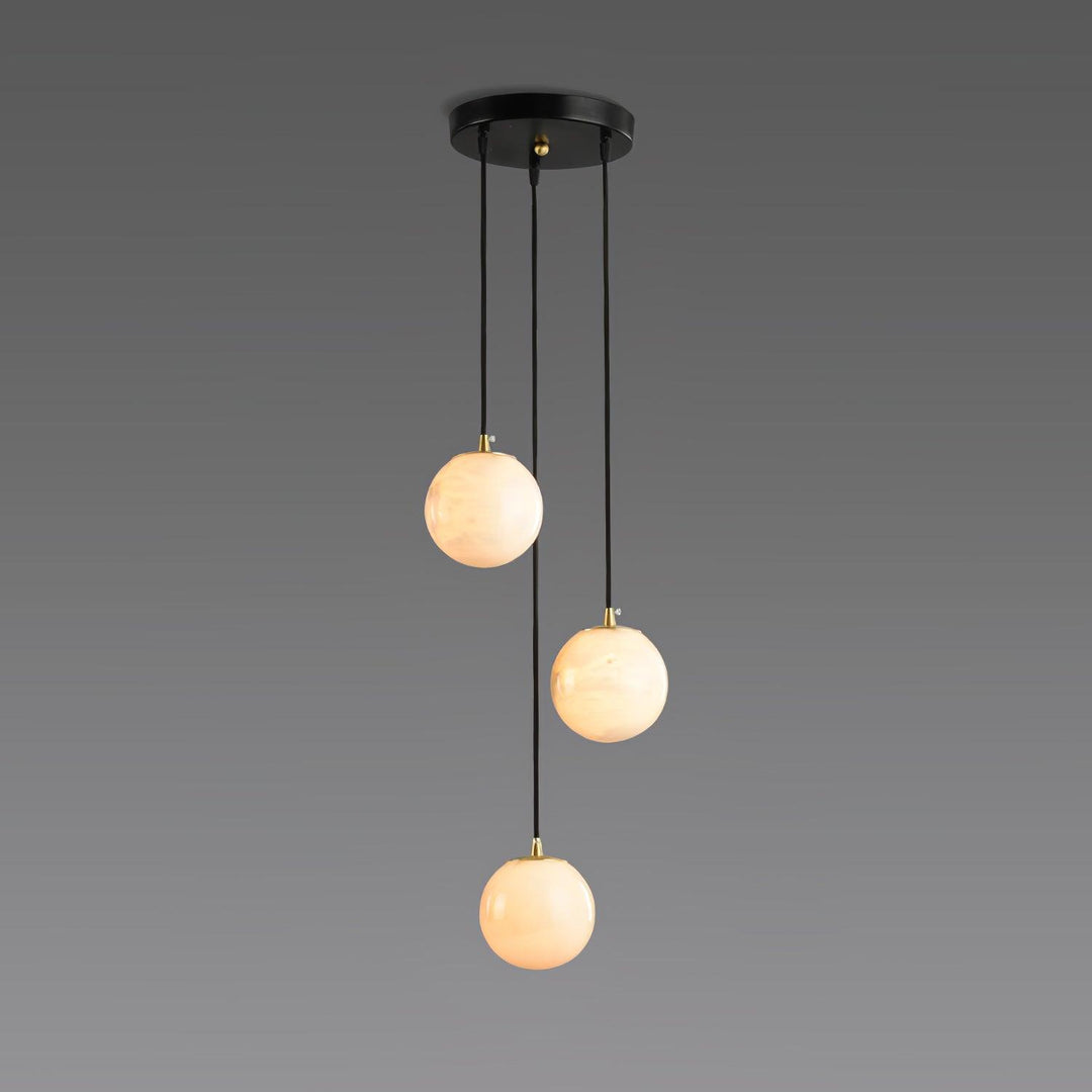 Jade Modern Alabaster Brass Ball Cluster Chandelier Living Room Bedroom