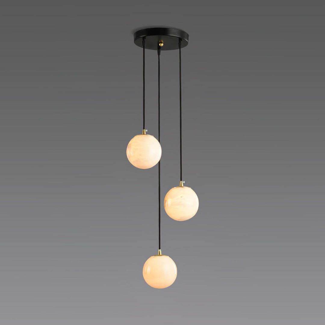 Jade Modern Alabaster Brass Ball Cluster Chandelier Living Room Bedroom