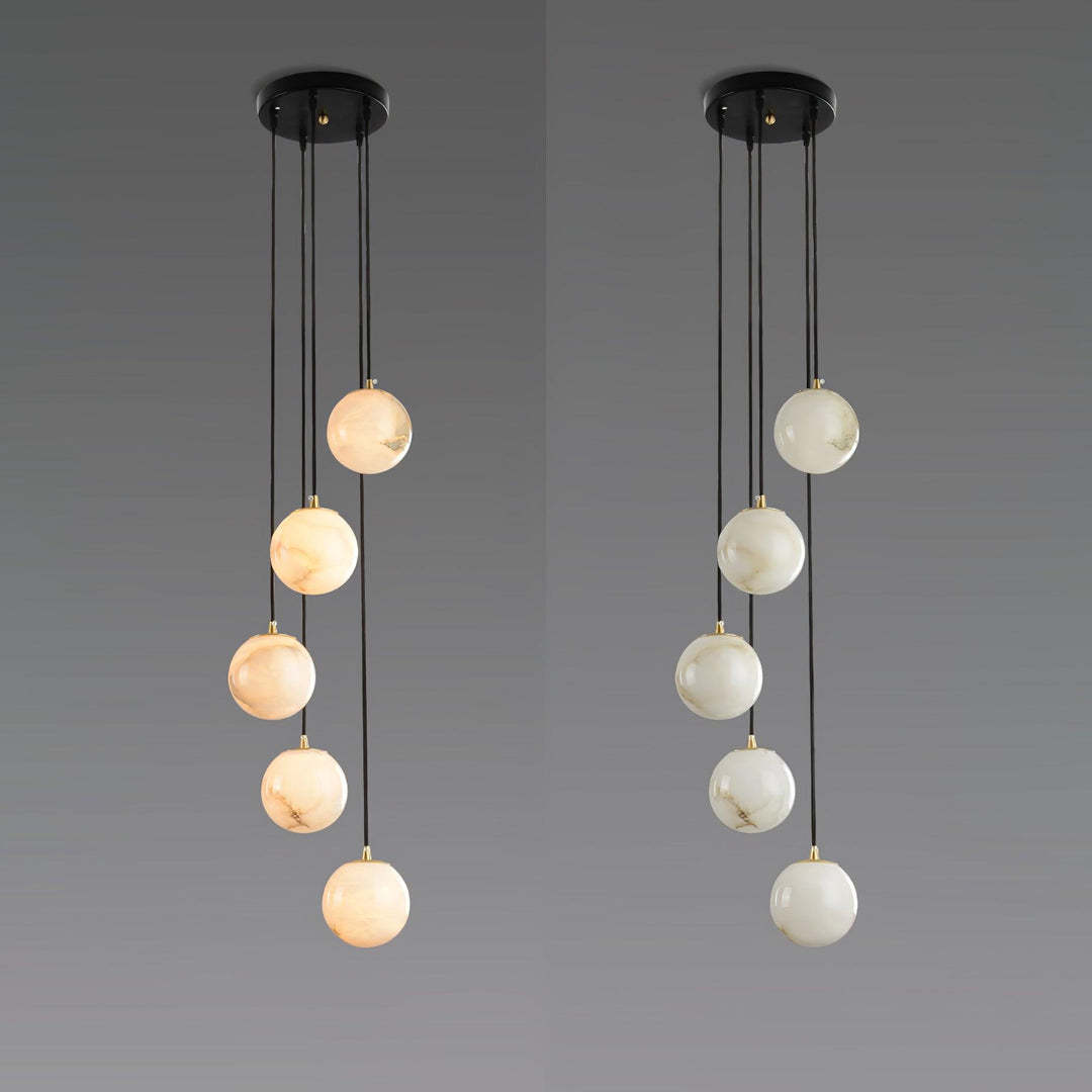 Jade Modern Alabaster Brass Ball Cluster Chandelier Living Room Bedroom