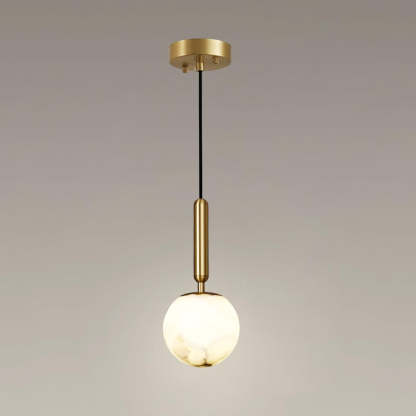 Jade Sphere Design Modern Decor Alabaster Metal Pendant Light Bedroom
