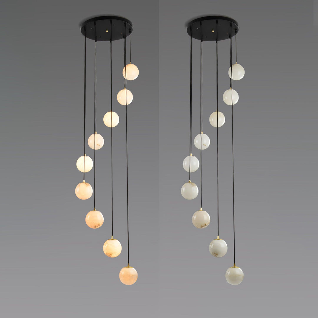Jade Modern Alabaster Brass Ball Cluster Chandelier Living Room Bedroom