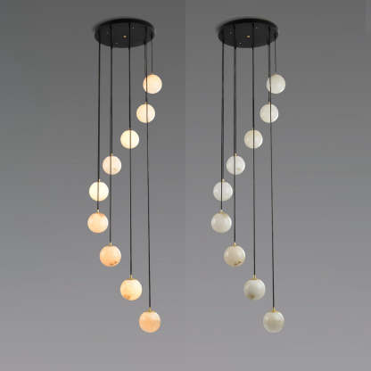 Jade Modern Alabaster Brass Ball Cluster Chandelier Living Room Bedroom
