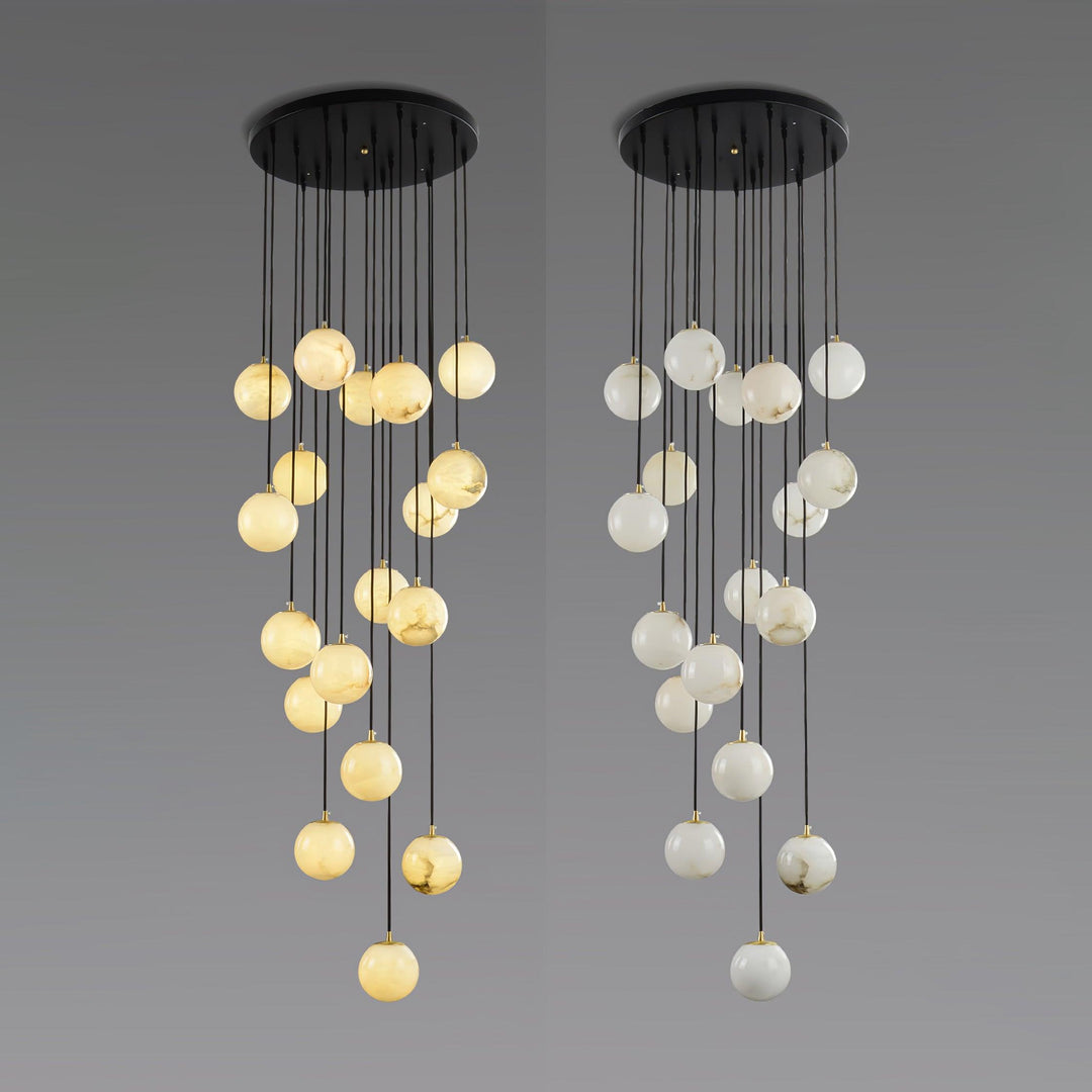 Jade Modern Alabaster Brass Ball Cluster Chandelier Living Room Bedroom