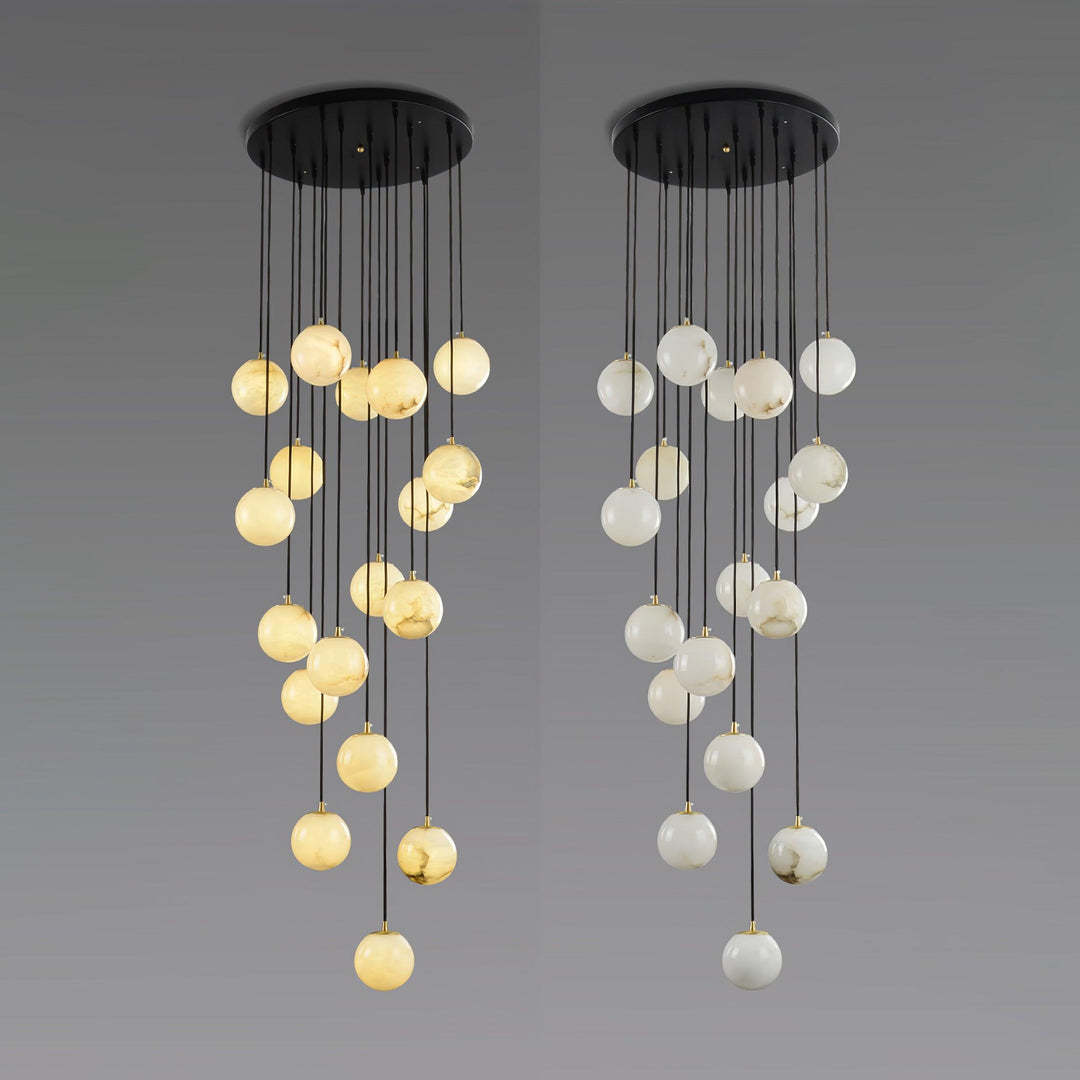 Jade Modern Alabaster Brass Ball Cluster Chandelier Living Room Bedroom