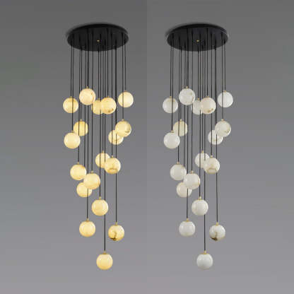 Jade Modern Alabaster Brass Ball Cluster Chandelier Living Room Bedroom