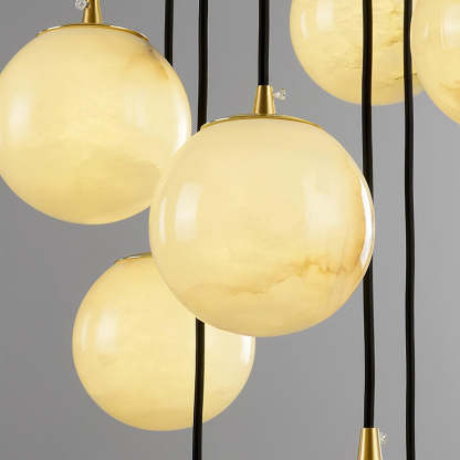 Jade Modern Alabaster Brass Ball Cluster Chandelier Living Room Bedroom