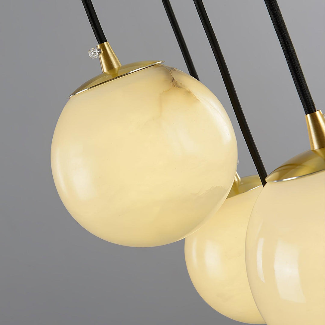 Jade Modern Alabaster Brass Ball Cluster Chandelier Living Room Bedroom