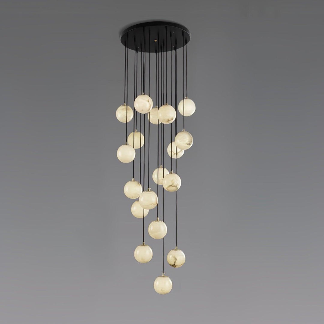 Jade Modern Alabaster Brass Ball Cluster Chandelier Living Room Bedroom