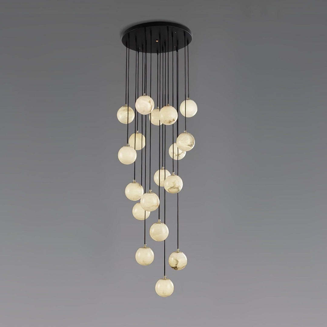Jade Modern Alabaster Brass Ball Cluster Chandelier Living Room Bedroom