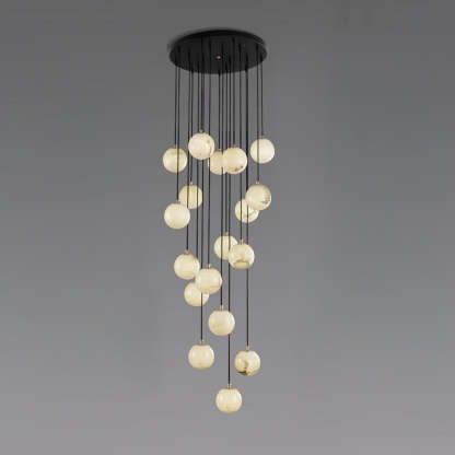 Jade Modern Alabaster Brass Ball Cluster Chandelier Living Room Bedroom