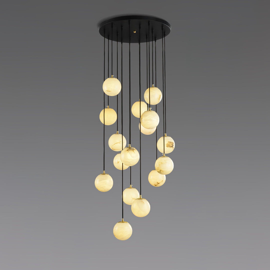 Jade Modern Alabaster Brass Ball Cluster Chandelier Living Room Bedroom