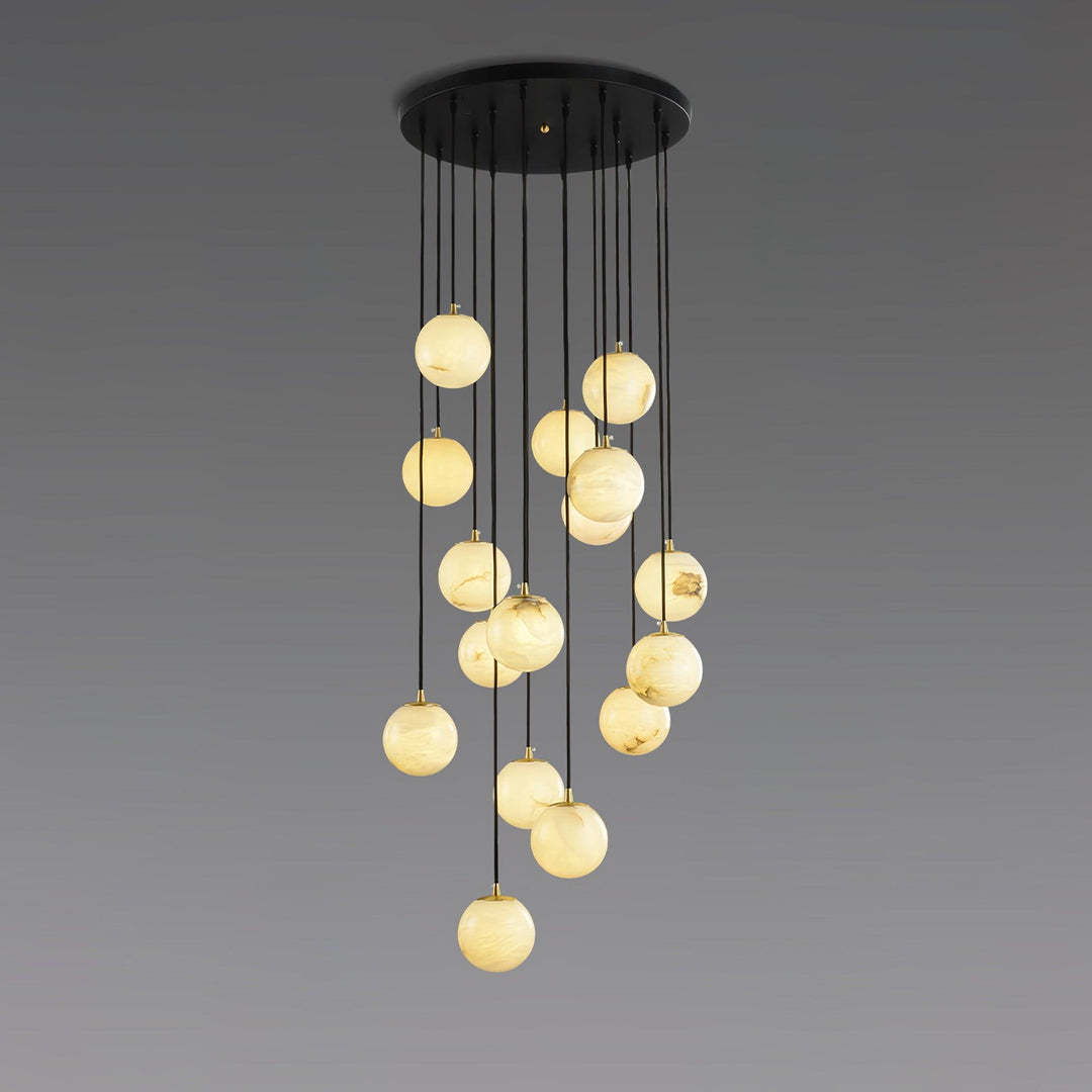 Jade Modern Alabaster Brass Ball Cluster Chandelier Living Room Bedroom