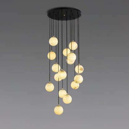 Jade Modern Alabaster Brass Ball Cluster Chandelier Living Room Bedroom