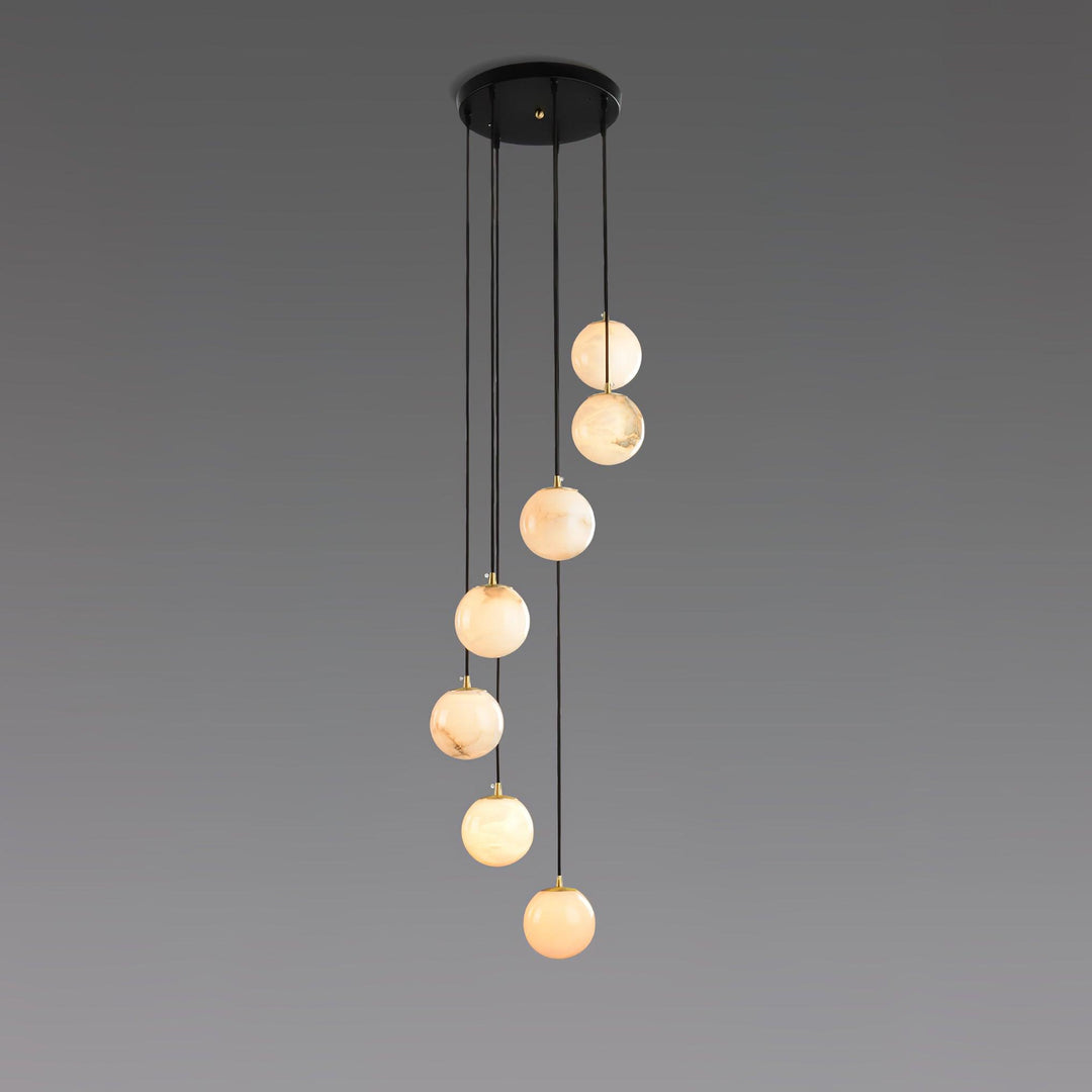 Jade Modern Alabaster Brass Ball Cluster Chandelier Living Room Bedroom