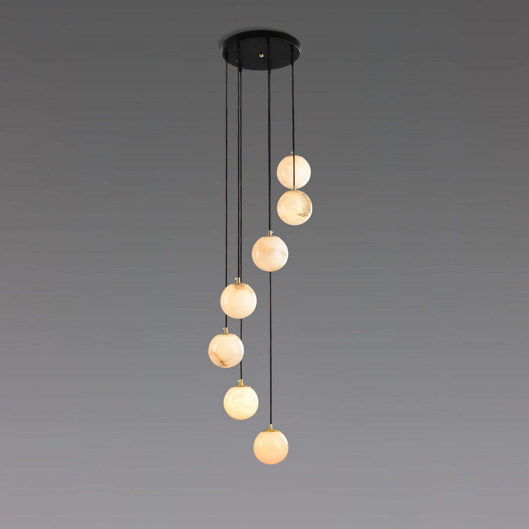 Jade Modern Alabaster Brass Ball Cluster Chandelier Living Room Bedroom