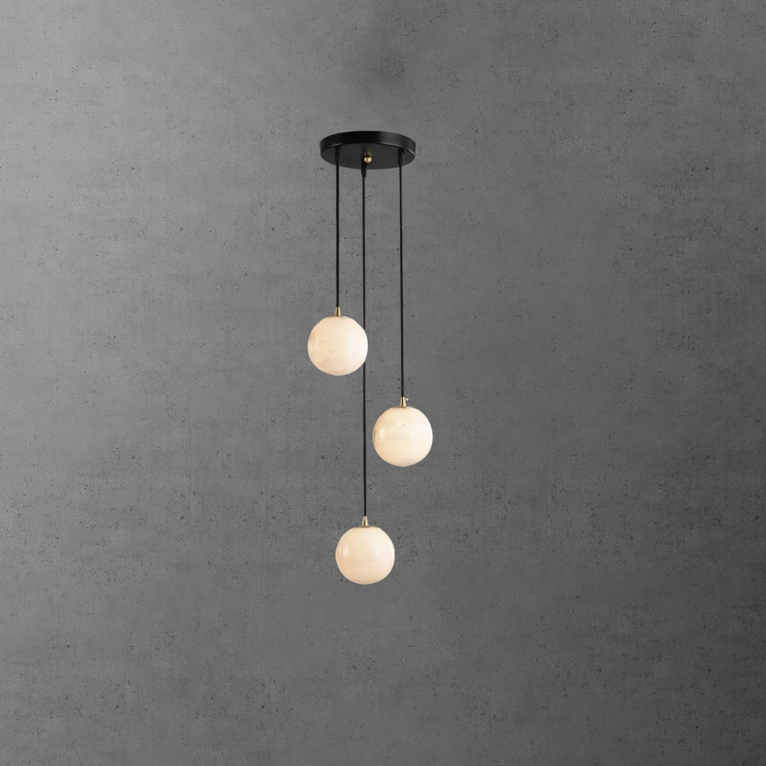 Jade Modern Alabaster Brass Ball Cluster Chandelier Living Room Bedroom