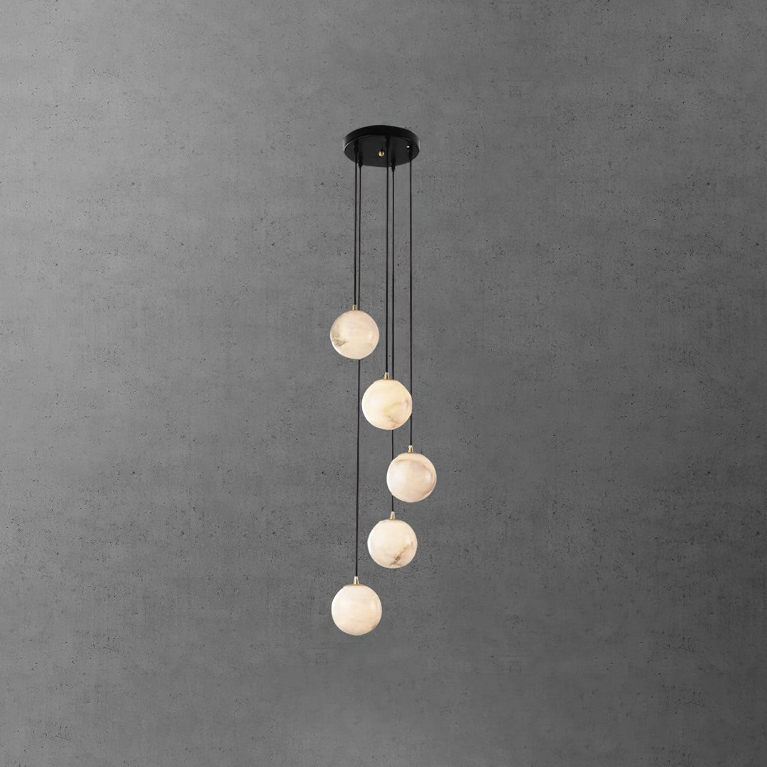 Jade Modern Alabaster Brass Ball Cluster Chandelier Living Room Bedroom