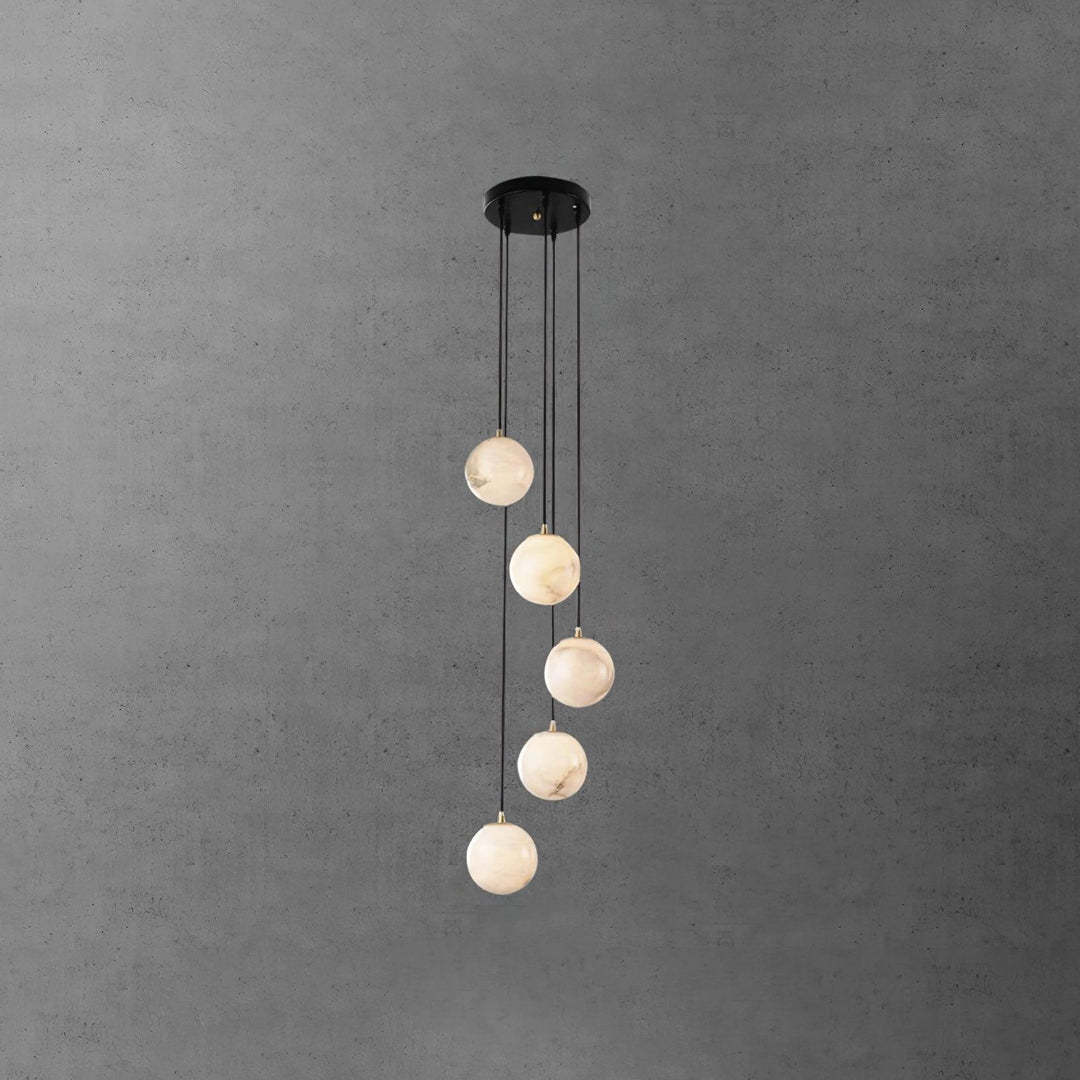 Jade Modern Alabaster Brass Ball Cluster Chandelier Living Room Bedroom