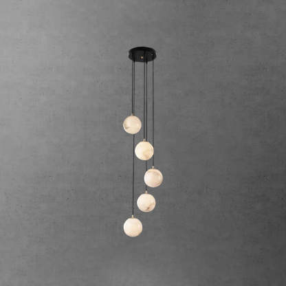 Jade Modern Alabaster Brass Ball Cluster Chandelier Living Room Bedroom