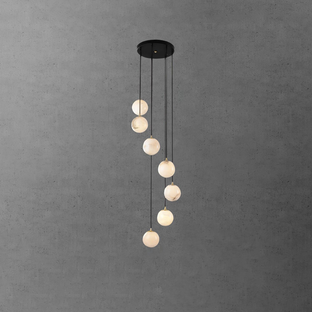 Jade Modern Alabaster Brass Ball Cluster Chandelier Living Room Bedroom