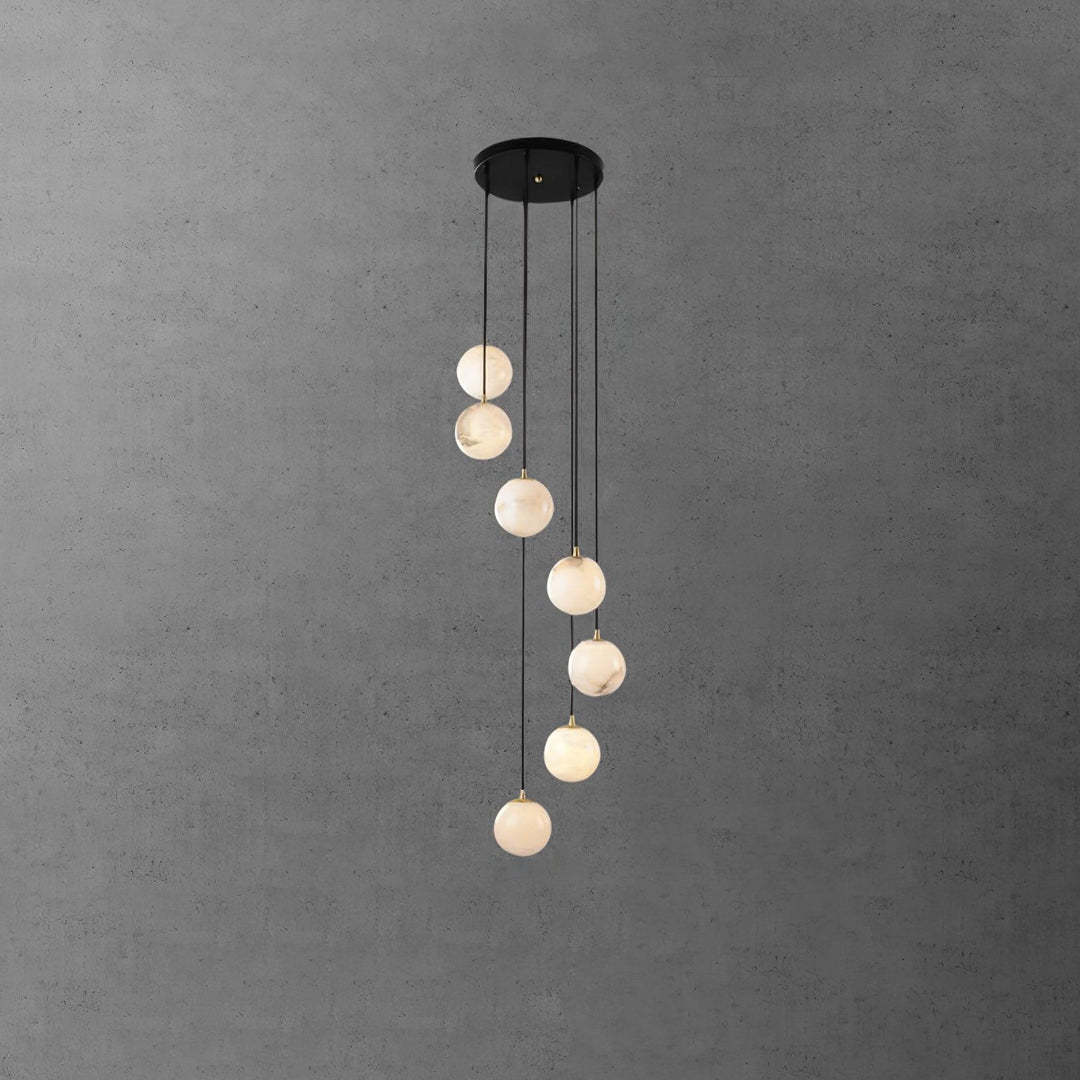 Jade Modern Alabaster Brass Ball Cluster Chandelier Living Room Bedroom