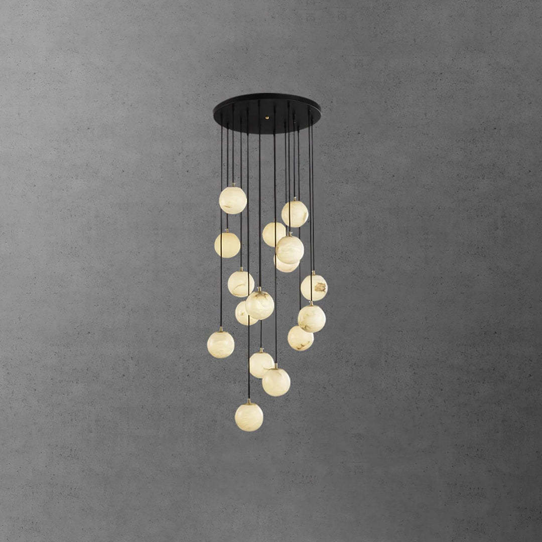 Jade Modern Alabaster Brass Ball Cluster Chandelier Living Room Bedroom