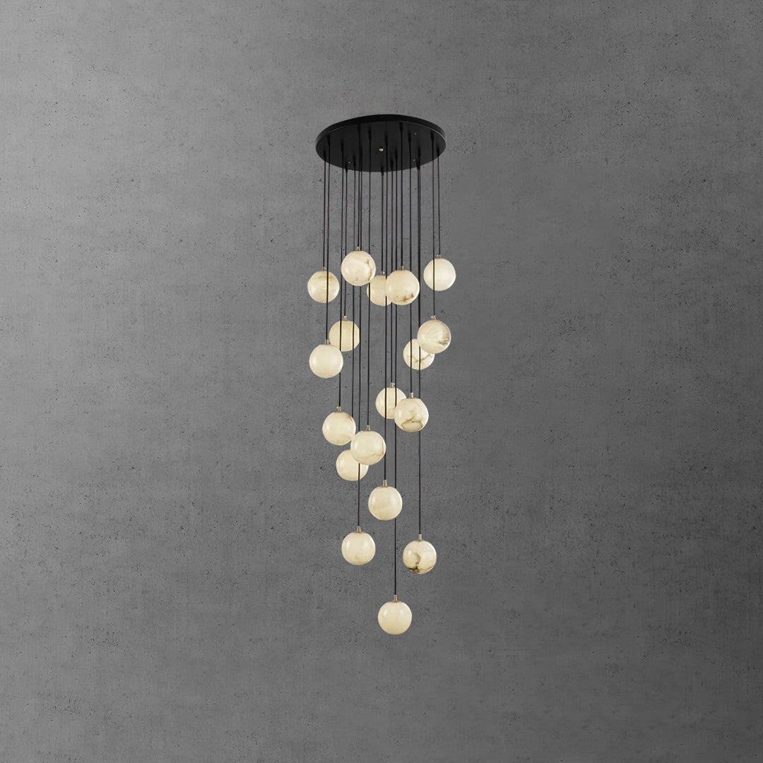 Jade Modern Alabaster Brass Ball Cluster Chandelier Living Room Bedroom