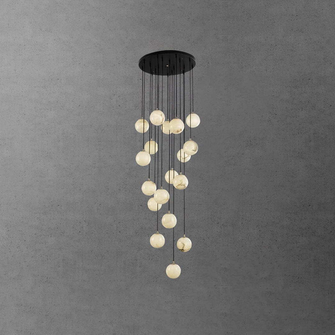 Jade Modern Alabaster Brass Ball Cluster Chandelier Living Room Bedroom