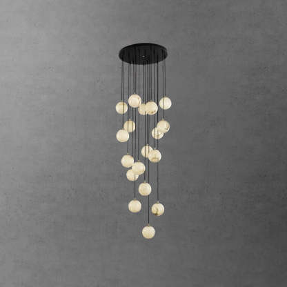 Jade Modern Alabaster Brass Ball Cluster Chandelier Living Room Bedroom