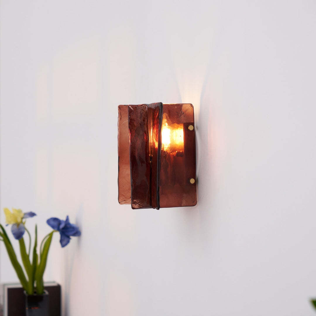 Byers Modern Square Metal Glass Wall Light Living Room Hallway