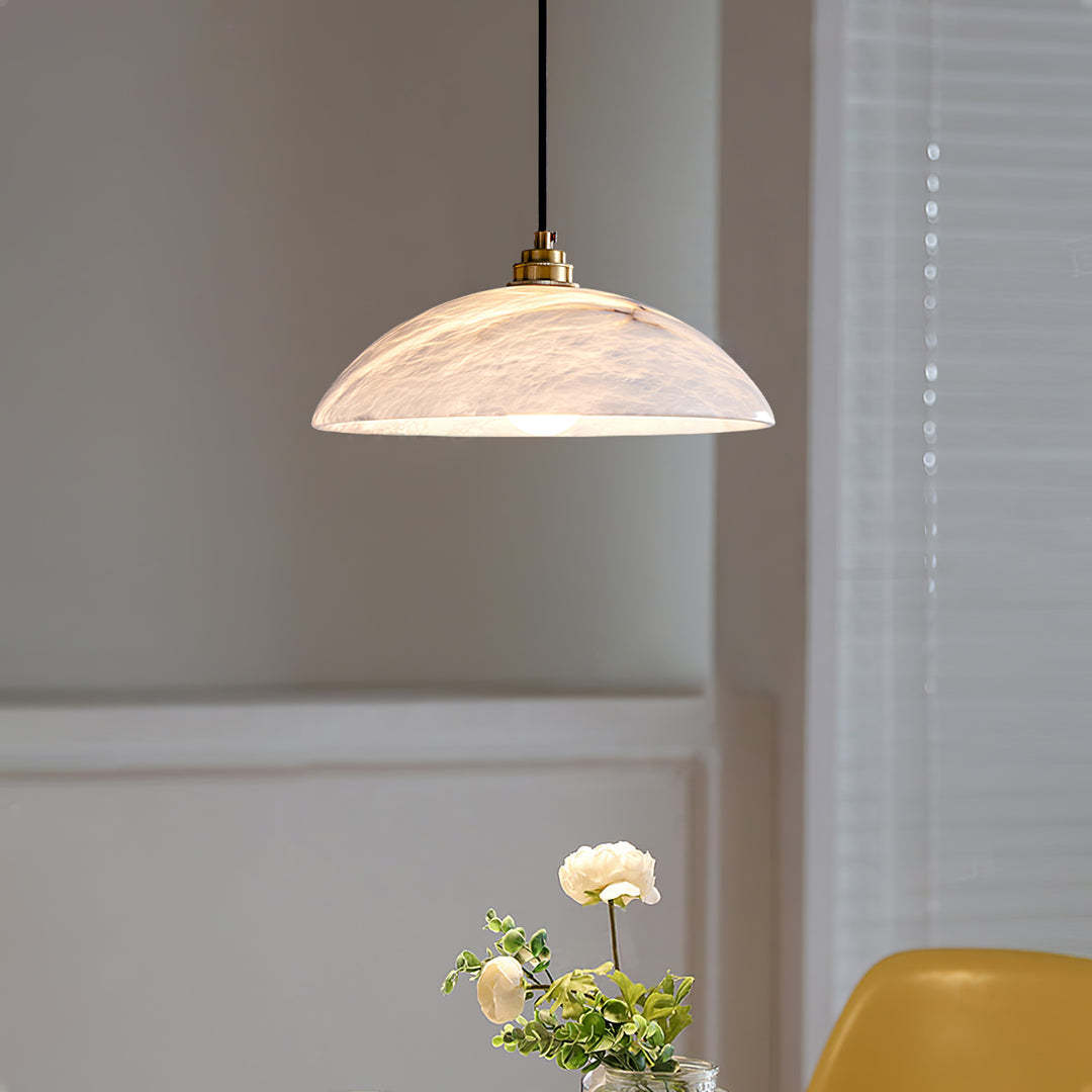 Jade Alabaster Dome Brass Finish Pendant Light Bedroom Living Room
