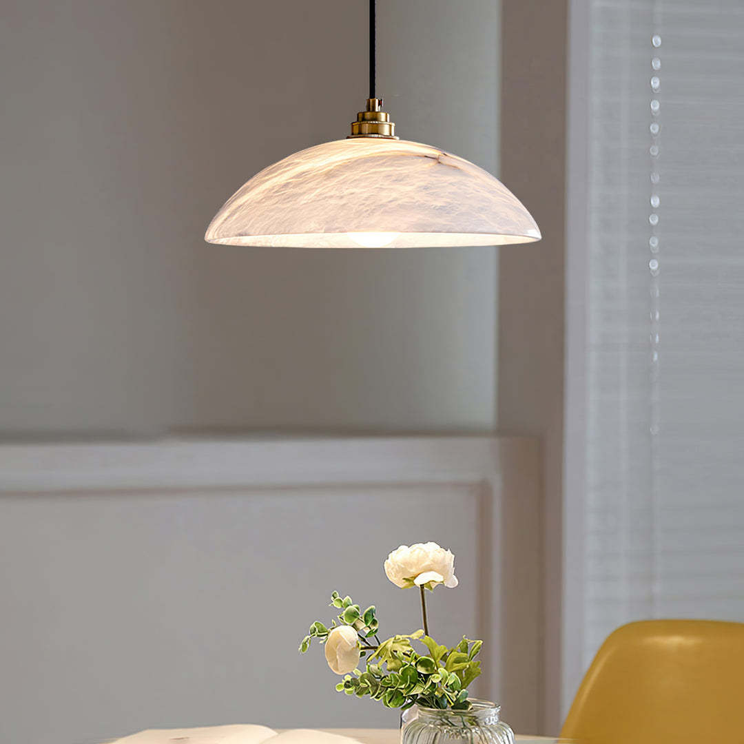 Jade Alabaster Dome Brass Finish Pendant Light Bedroom Living Room