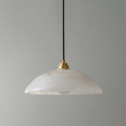 Jade Alabaster Dome Brass Finish Pendant Light Bedroom Living Room