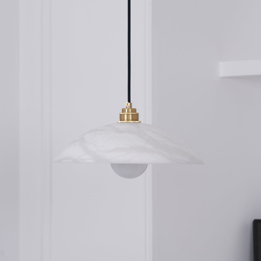 Jade Alabaster Dome Brass Finish Pendant Light Bedroom Living Room