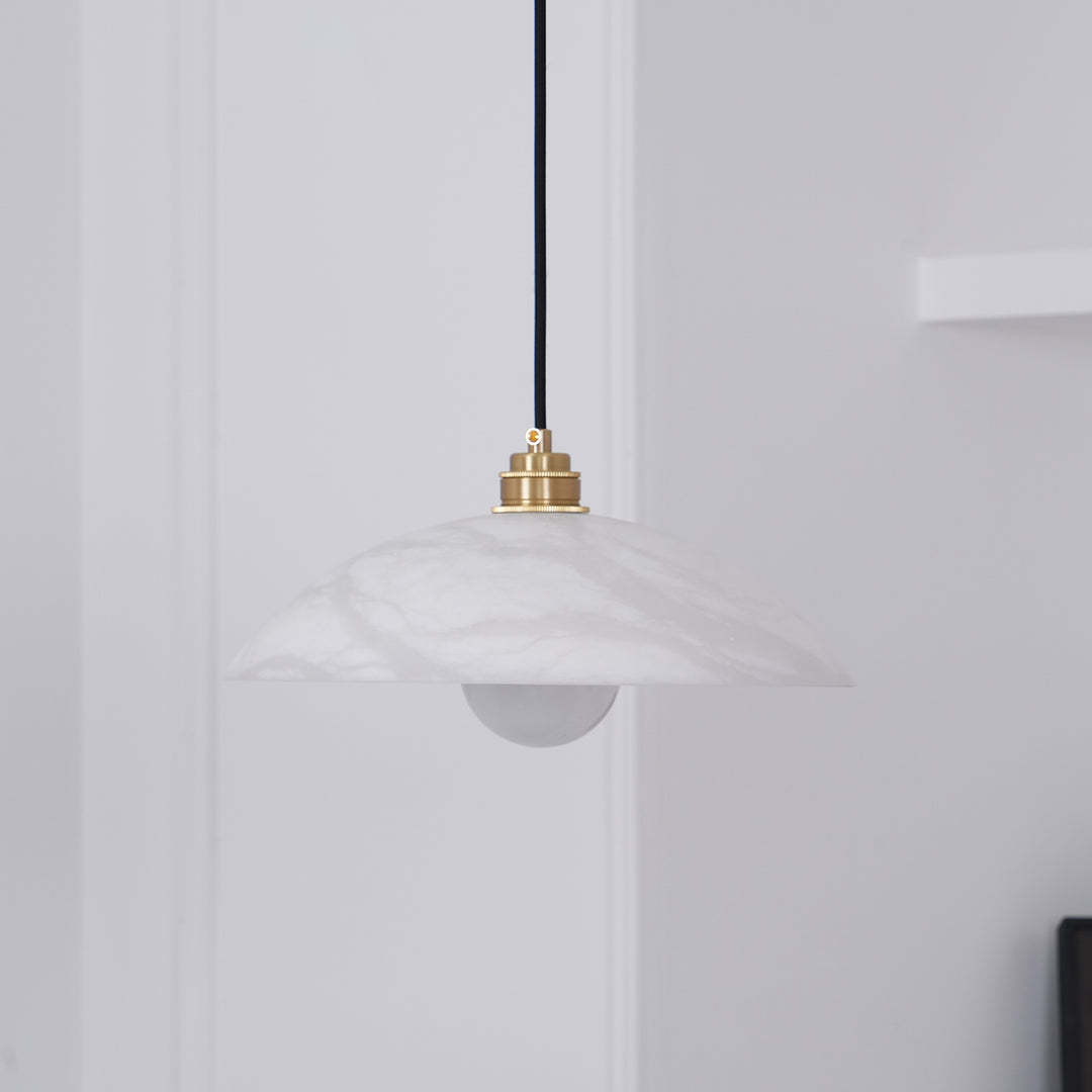 Jade Alabaster Dome Brass Finish Pendant Light Bedroom Living Room