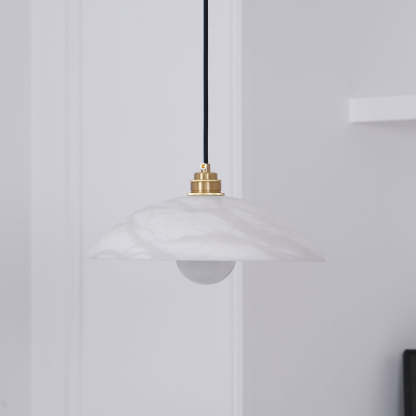 Jade Alabaster Dome Brass Finish Pendant Light Bedroom Living Room