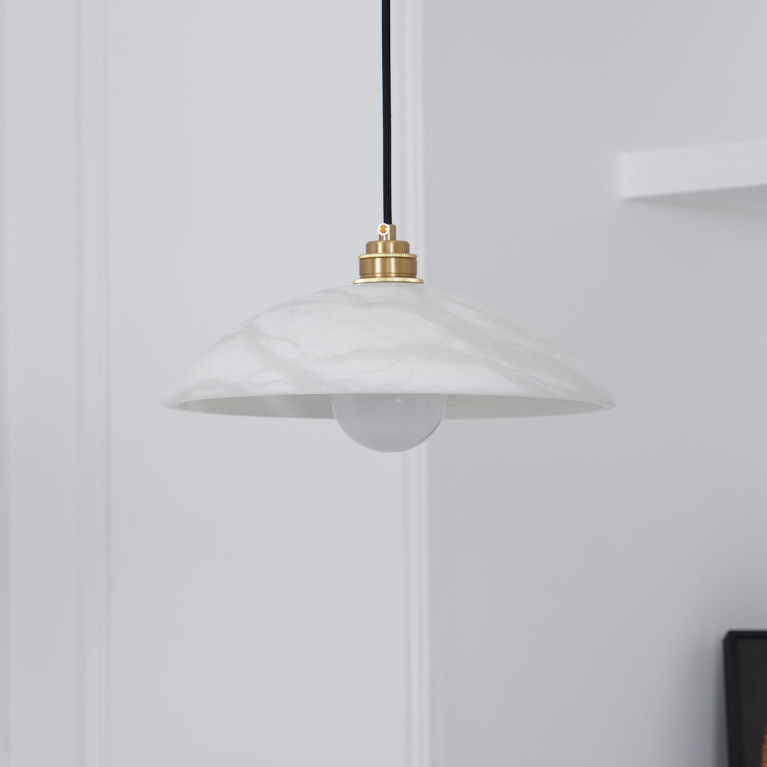 Jade Alabaster Dome Brass Finish Pendant Light Bedroom Living Room