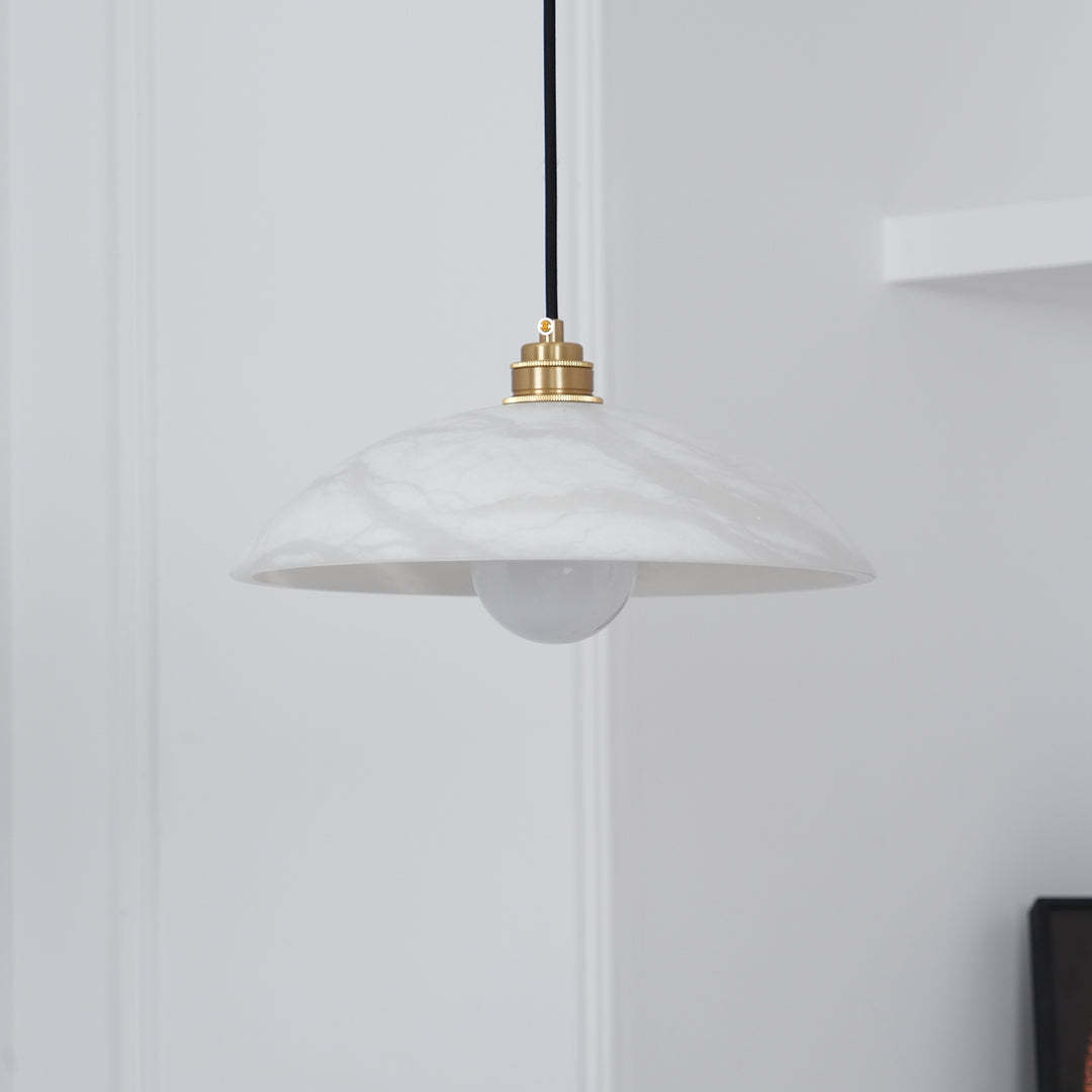 Jade Alabaster Dome Brass Finish Pendant Light Bedroom Living Room
