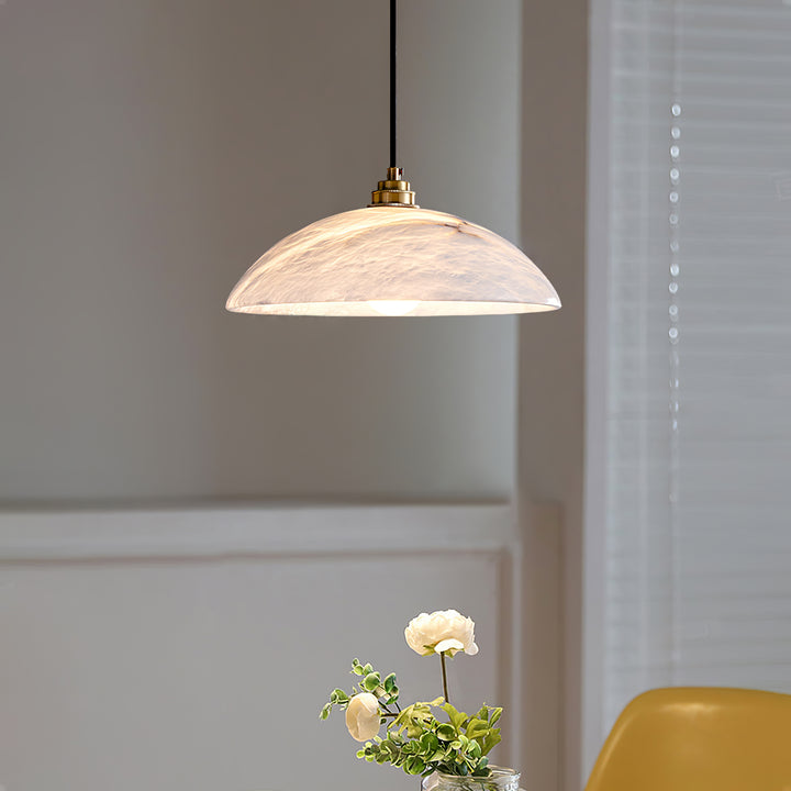 Jade Alabaster Dome Brass Finish Pendant Light Bedroom Living Room