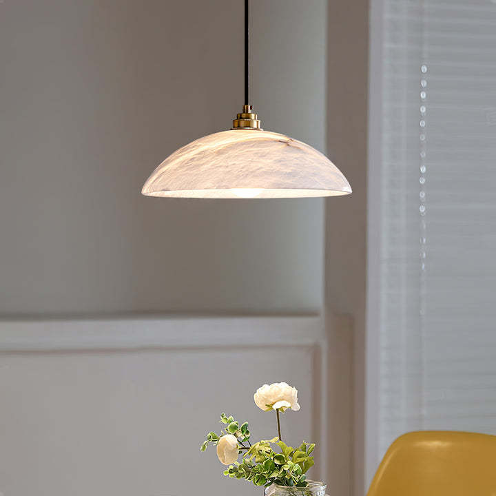 Jade Alabaster Dome Brass Finish Pendant Light Bedroom Living Room