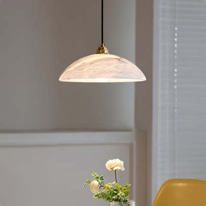Jade Alabaster Dome Brass Finish Pendant Light Bedroom Living Room